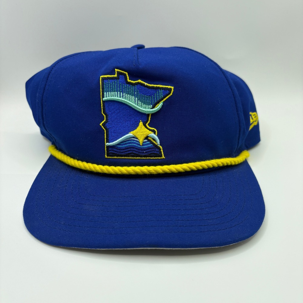 New Era Minnesota Twins Royal Blue Yellow Rope Snapback Hat City Connect